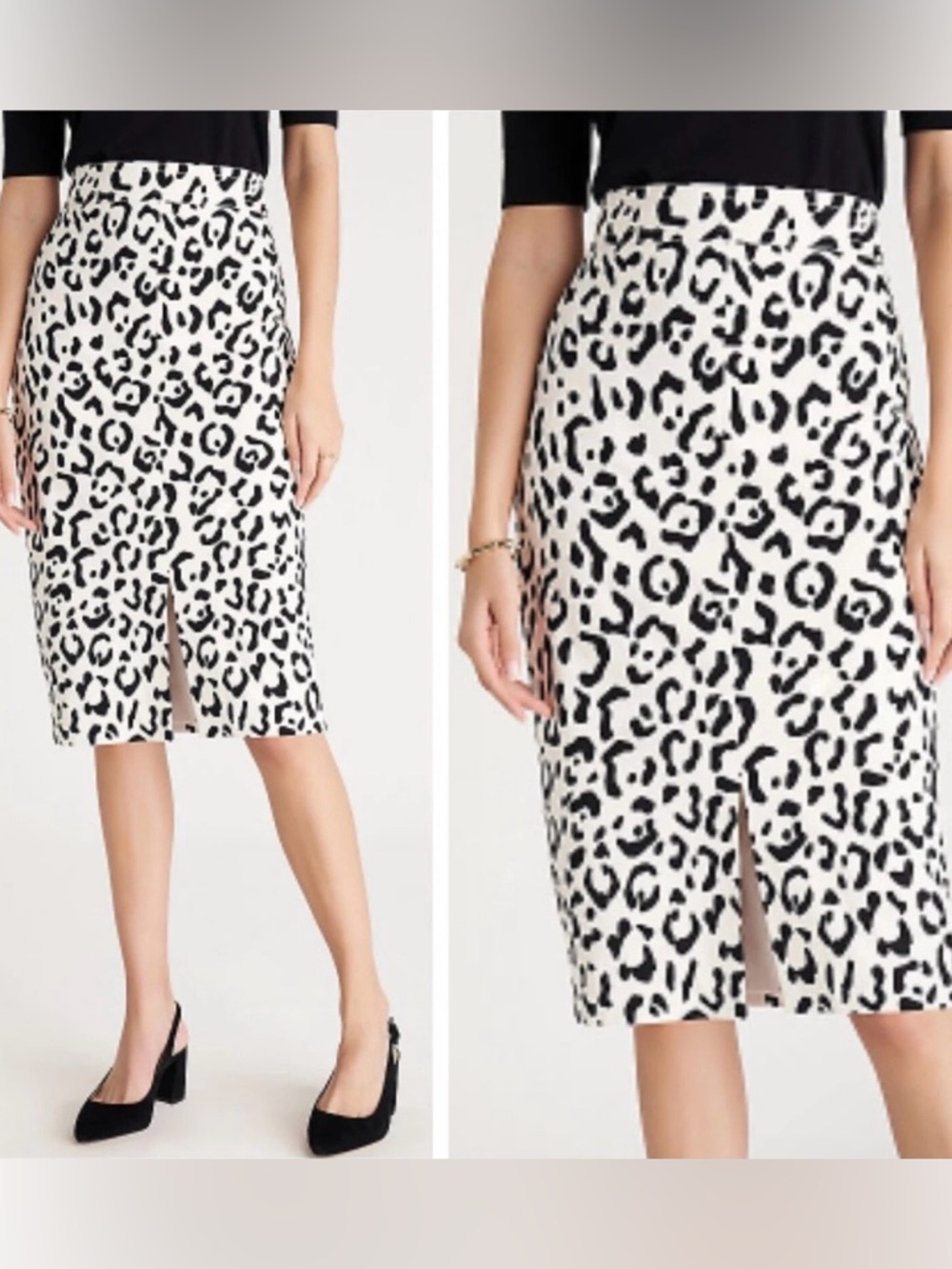 Ann Taylor Skirt Women’s 10P Petite Black & White Leopard Print Pencil NWT